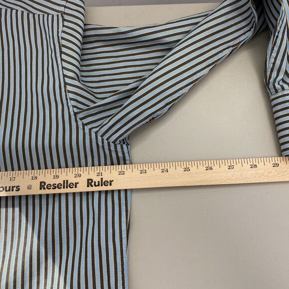 Robert Graham Button Up Shirt Men Medium Striped Blue Gray Velvet Trim Flip Cuff - Picture 12 of 16